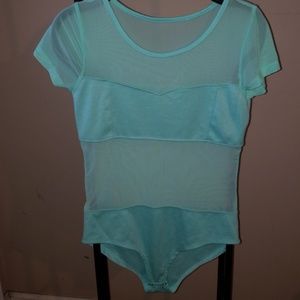 Heart Hips sheer bodysuit M teal color XS